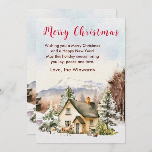 ウィンターホリデーコテージメリークリスマス シーズンカード (正面/裏面)