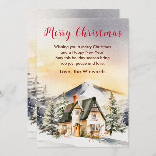 ウィンターホリデーコテージメリークリスマス シーズンカード (正面/裏面)