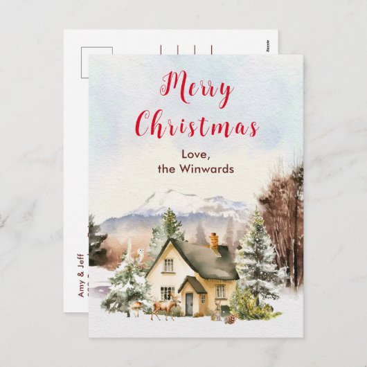 ウィンターホリデーコテージメリークリスマス シーズンポストカード (正面/裏面)