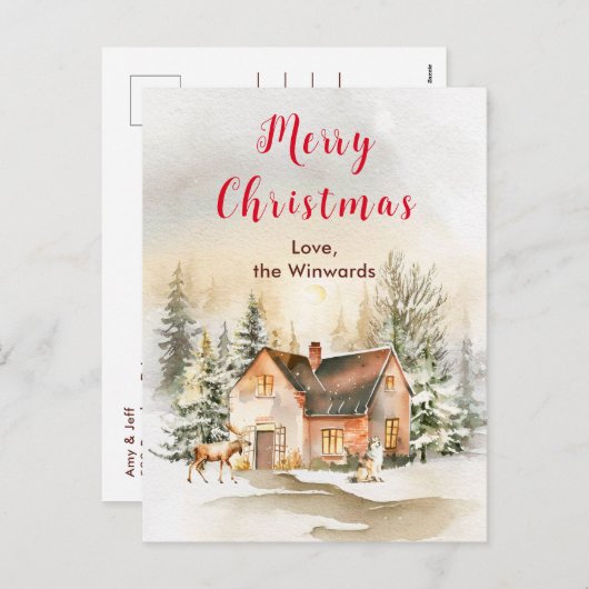 ウィンターホリデーコテージメリークリスマス シーズンポストカード (正面/裏面)