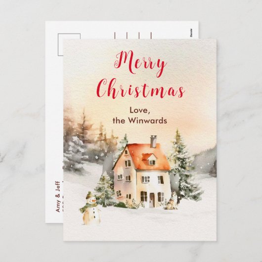 ウィンターホリデーコテージメリークリスマス シーズンポストカード (正面/裏面)