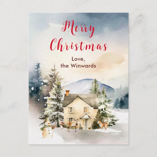 ウィンターホリデーコテージメリークリスマス シーズンポストカード (正面)