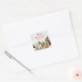 ウィンターホリデーコテージメリークリスマス スクエアシール (封筒)