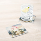 ウィンターホリデーコテージメリークリスマス スクエアペーパーコースター (インサイチュ)