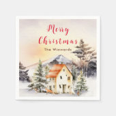 ウィンターホリデーコテージメリークリスマス スタンダードカクテルナプキン (正面)