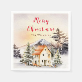 ウィンターホリデーコテージメリークリスマス スタンダードカクテルナプキン