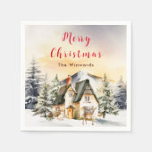 ウィンターホリデーコテージメリークリスマス スタンダードカクテルナプキン (正面)