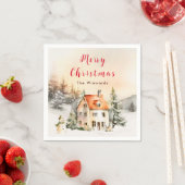 ウィンターホリデーコテージメリークリスマス スタンダードカクテルナプキン (インサイチュ)