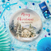 ウィンターホリデーコテージメリークリスマス ペーパープレート (パーティー)