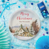ウィンターホリデーコテージメリークリスマス ペーパープレート (パーティー)