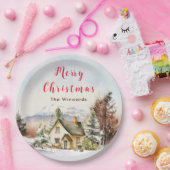ウィンターホリデーコテージメリークリスマス ペーパープレート (パーティー)