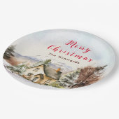 ウィンターホリデーコテージメリークリスマス ペーパープレート (アングル)