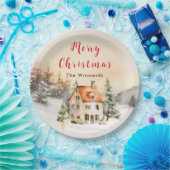 ウィンターホリデーコテージメリークリスマス ペーパープレート (パーティー)