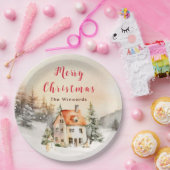 ウィンターホリデーコテージメリークリスマス ペーパープレート (パーティー)