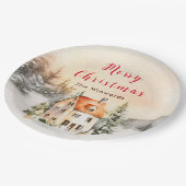 ウィンターホリデーコテージメリークリスマス ペーパープレート (アングル)