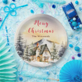 ウィンターホリデーコテージメリークリスマス ペーパープレート (パーティー)
