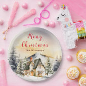 ウィンターホリデーコテージメリークリスマス ペーパープレート (パーティー)
