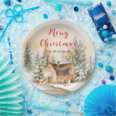 ウィンターホリデーコテージメリークリスマス ペーパープレート (パーティー)