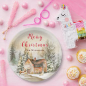 ウィンターホリデーコテージメリークリスマス ペーパープレート (パーティー)