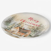 ウィンターホリデーコテージメリークリスマス ペーパープレート (アングル)