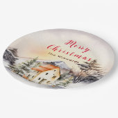 ウィンターホリデーコテージメリークリスマス ペーパープレート (アングル)