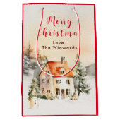 ウィンターホリデーコテージメリークリスマス ミディアムペーパーバッグ (正面)