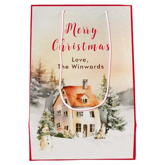 ウィンターホリデーコテージメリークリスマス ミディアムペーパーバッグ (裏面)