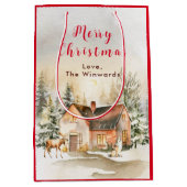 ウィンターホリデーコテージメリークリスマス ミディアムペーパーバッグ (正面)