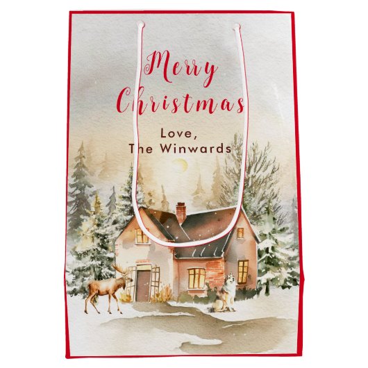 ウィンターホリデーコテージメリークリスマス ミディアムペーパーバッグ (裏面)