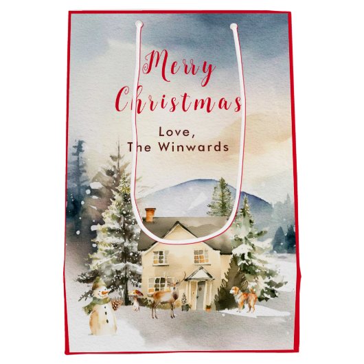 ウィンターホリデーコテージメリークリスマス ミディアムペーパーバッグ (裏面)