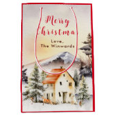 ウィンターホリデーコテージメリークリスマス ミディアムペーパーバッグ (正面)