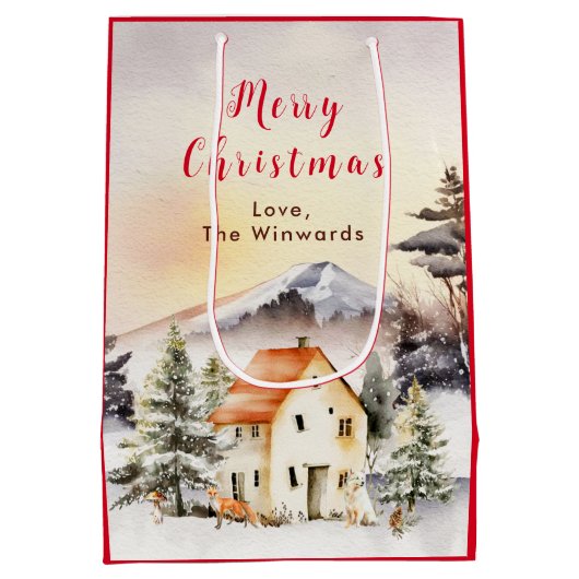 ウィンターホリデーコテージメリークリスマス ミディアムペーパーバッグ (裏面)