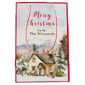 ウィンターホリデーコテージメリークリスマス ミディアムペーパーバッグ (正面)