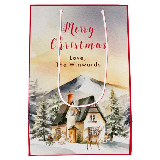 ウィンターホリデーコテージメリークリスマス ミディアムペーパーバッグ (裏面)