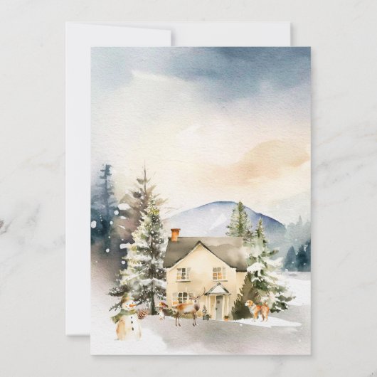 ウィンターホリデーコテージ引っ越し祝いパーティーパーティー 招待状 (裏面)