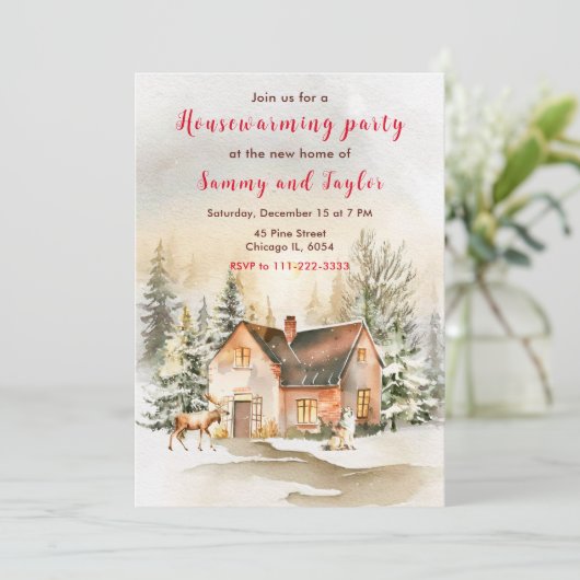 ウィンターホリデーコテージ引っ越し祝いパーティーパーティー 招待状 (スタンド正面)