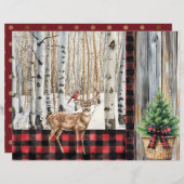 ウィンターホリデーシーナリー(鳥)ショウジョウコウカンチョウアンドディアー紙 (正面/裏面)