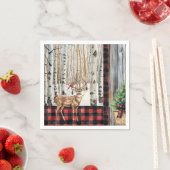 ウィンターホリデーシーナリー（鳥）ショウジョウコウカンチョウアンドディアー紙 スタンダードカクテルナプキン (インサイチュ)