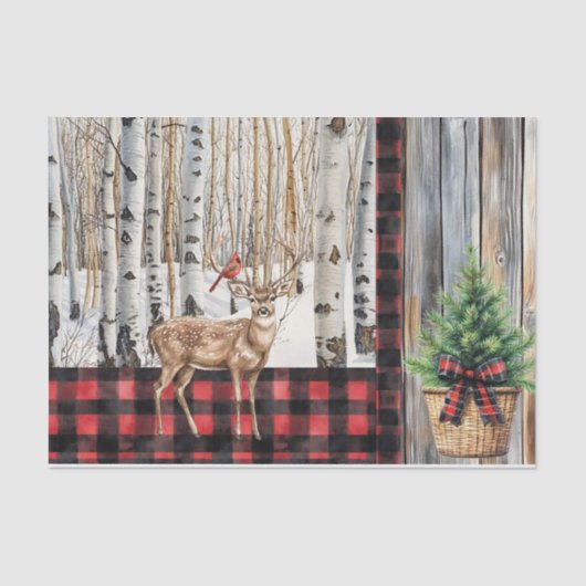 ウィンターホリデーシーナリー(鳥)ショウジョウコウカンチョウアンドディアー 薄葉紙 (正面)