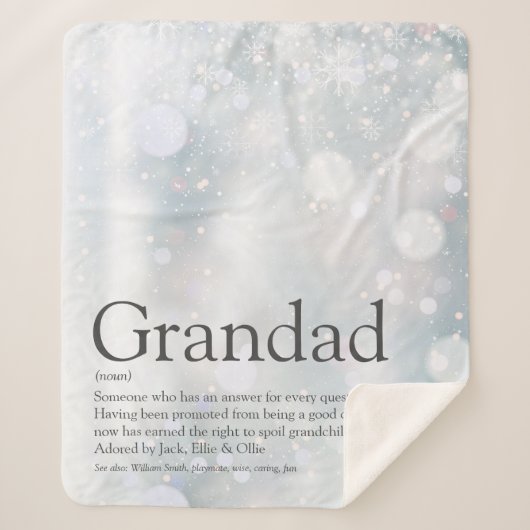 ウィンターホリデースノーフレークじいちゃんグランドパパ シェルパブランケット (正面)
