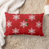 ウィンターホリデースノーフレークレッドグリーンスターリーBG ランバークッション (ブランケット)