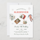 ウィンターホリデースリープバーパーティー誕生日 招待状 (正面)