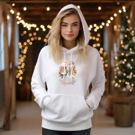 ウィンターホリデーズクリスマスカップル名前をカスタムする女性 パーカ