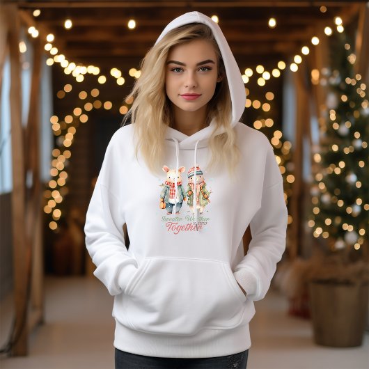 ウィンターホリデーズクリスマスカップル名前をカスタムする女性 パーカ