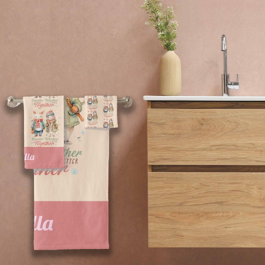 ウィンターホリデーズクリスマスカップル名前をカスタムする バスタオルセット
