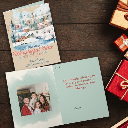 ウィンターホリデーズクリスマス名前をカスタムする写真 カード