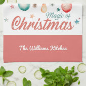 ウィンターホリデーズクリスマス名前をカスタムする キッチンタオル (折り畳み)