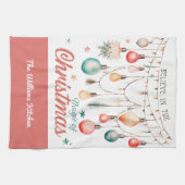 ウィンターホリデーズクリスマス名前をカスタムする キッチンタオル (横)