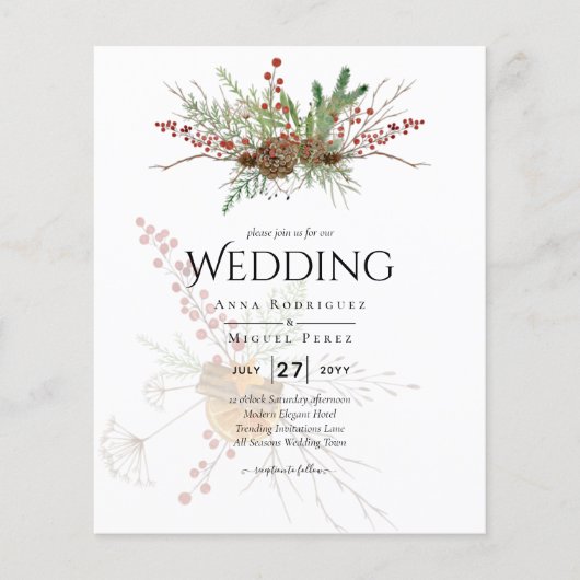 ウィンターホリデーズクリスマス結婚式招待状 チラシ (正面)