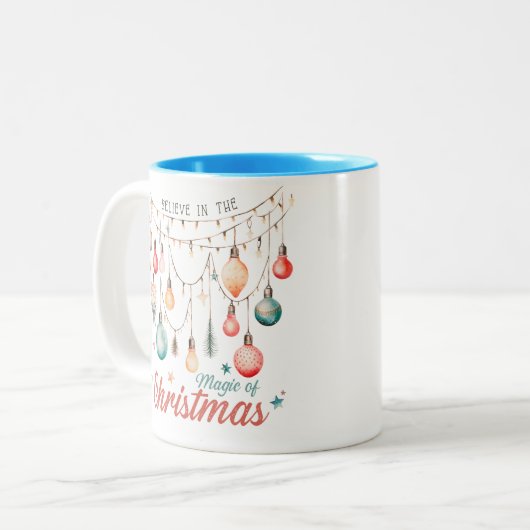 ウィンターホリデーズクリスマス魔法名前をカスタムする ツートーンマグカップ (正面左)